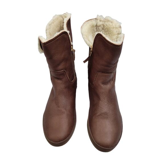 Elie Tahari Shoes - Elie Tahari Iris Brown Leather Boots Faux Fur Lining Size 39.5 (9) 61724-2683